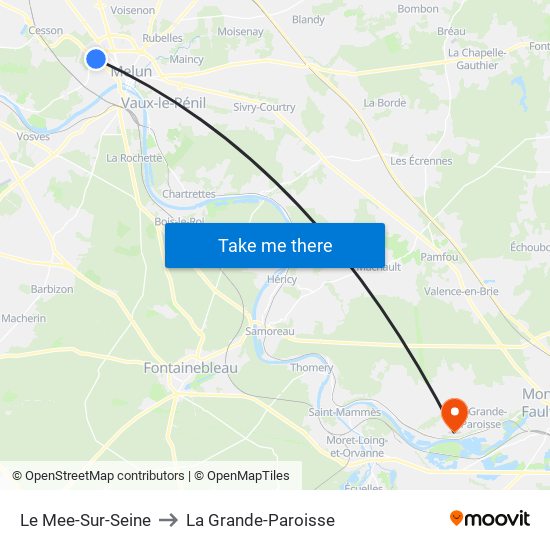 Le Mee-Sur-Seine to La Grande-Paroisse map