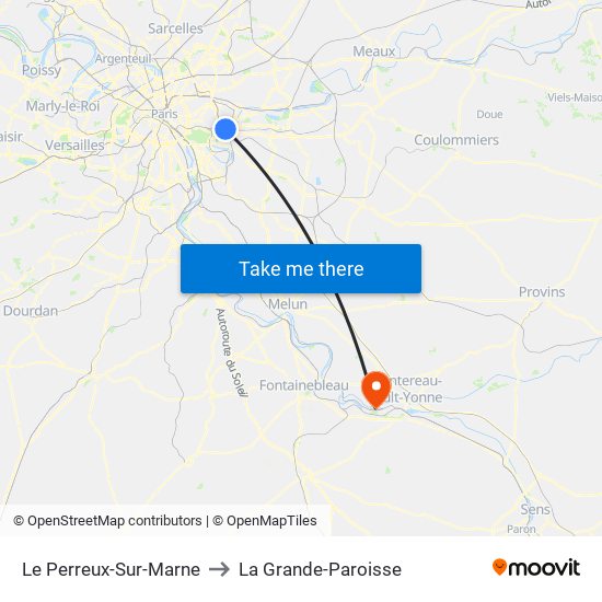 Le Perreux-Sur-Marne to La Grande-Paroisse map