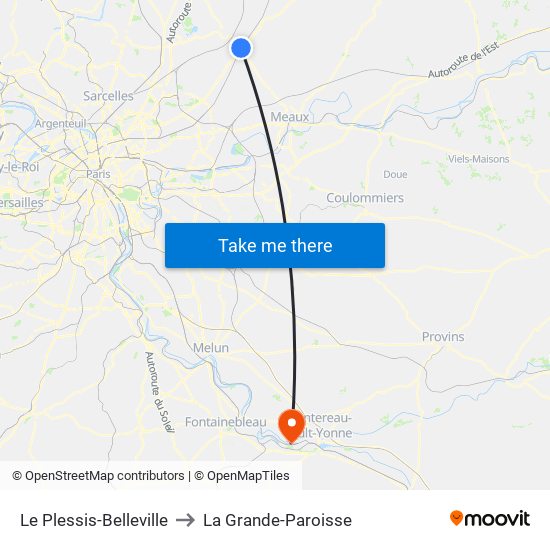 Le Plessis-Belleville to La Grande-Paroisse map