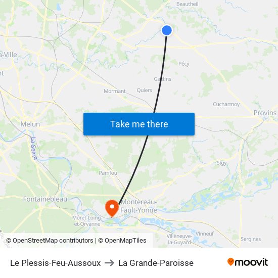 Le Plessis-Feu-Aussoux to La Grande-Paroisse map