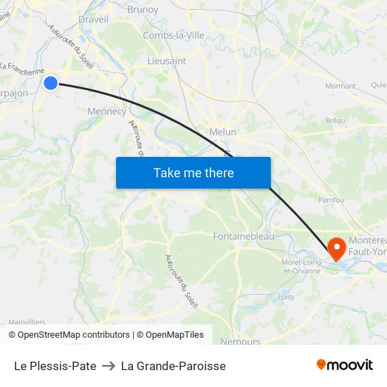 Le Plessis-Pate to La Grande-Paroisse map