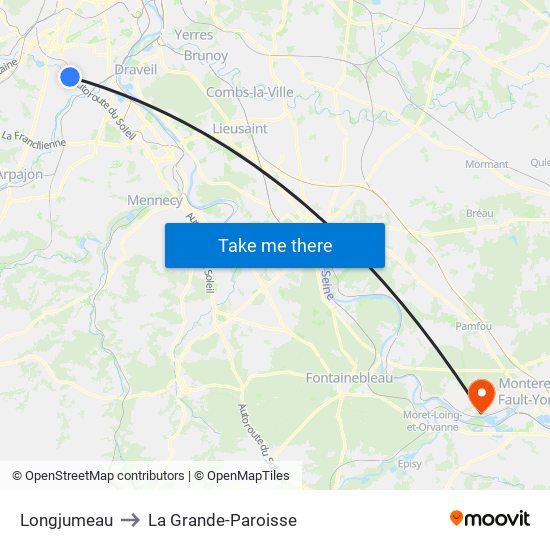 Longjumeau to La Grande-Paroisse map