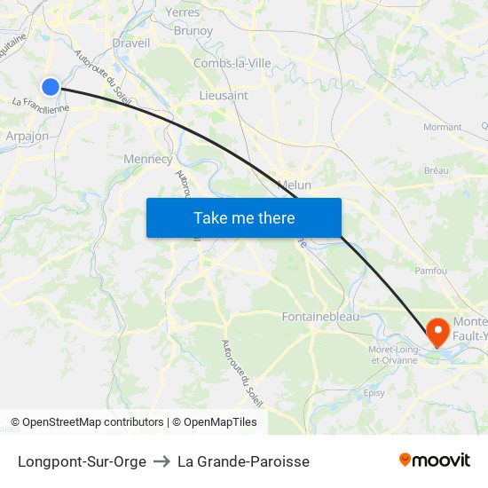 Longpont-Sur-Orge to La Grande-Paroisse map