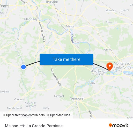 Maisse to La Grande-Paroisse map