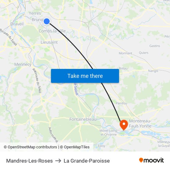 Mandres-Les-Roses to La Grande-Paroisse map