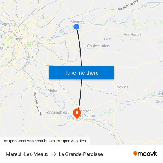 Mareuil-Les-Meaux to La Grande-Paroisse map