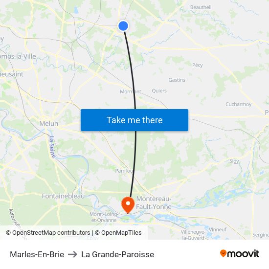 Marles-En-Brie to La Grande-Paroisse map