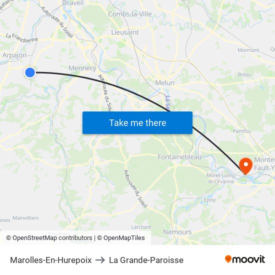 Marolles-En-Hurepoix to La Grande-Paroisse map