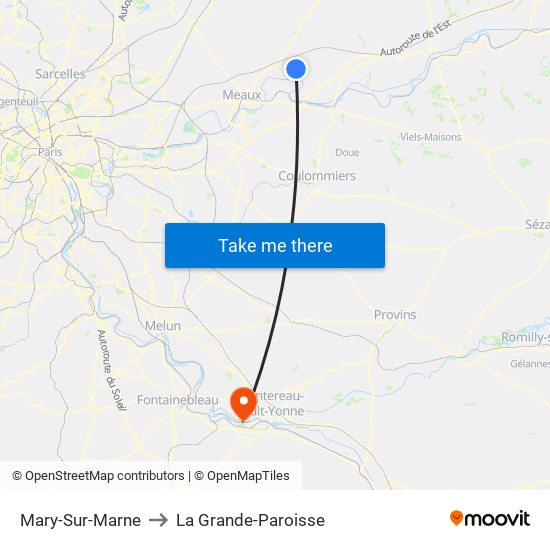 Mary-Sur-Marne to La Grande-Paroisse map