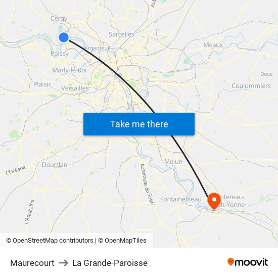 Maurecourt to La Grande-Paroisse map