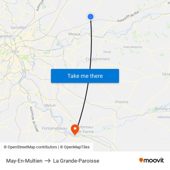 May-En-Multien to La Grande-Paroisse map