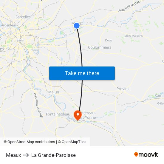 Meaux to La Grande-Paroisse map