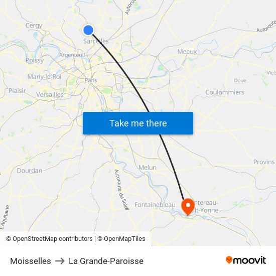 Moisselles to La Grande-Paroisse map