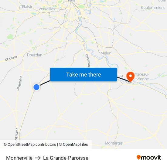 Monnerville to La Grande-Paroisse map