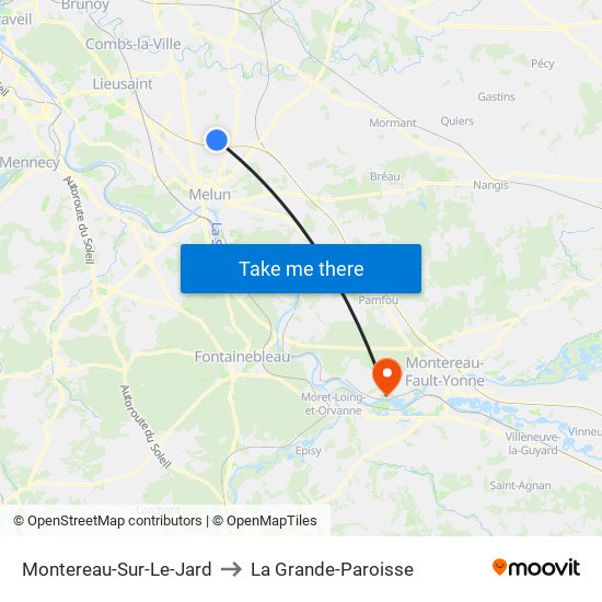 Montereau-Sur-Le-Jard to La Grande-Paroisse map