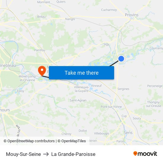 Mouy-Sur-Seine to La Grande-Paroisse map