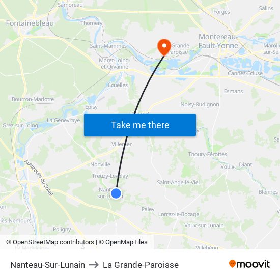 Nanteau-Sur-Lunain to La Grande-Paroisse map