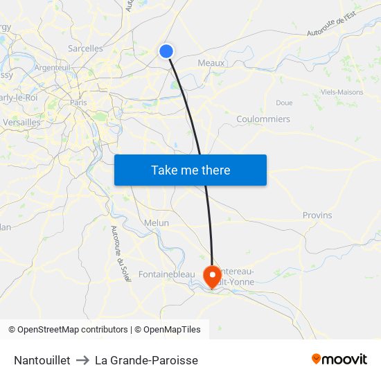 Nantouillet to La Grande-Paroisse map