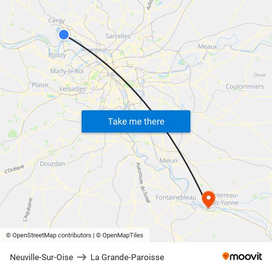 Neuville-Sur-Oise to La Grande-Paroisse map
