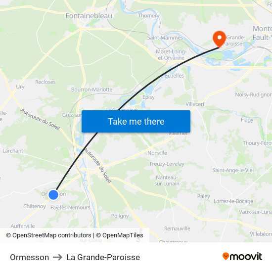 Ormesson to La Grande-Paroisse map