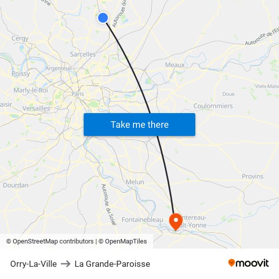 Orry-La-Ville to La Grande-Paroisse map