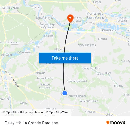 Paley to La Grande-Paroisse map