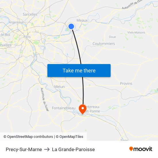 Precy-Sur-Marne to La Grande-Paroisse map