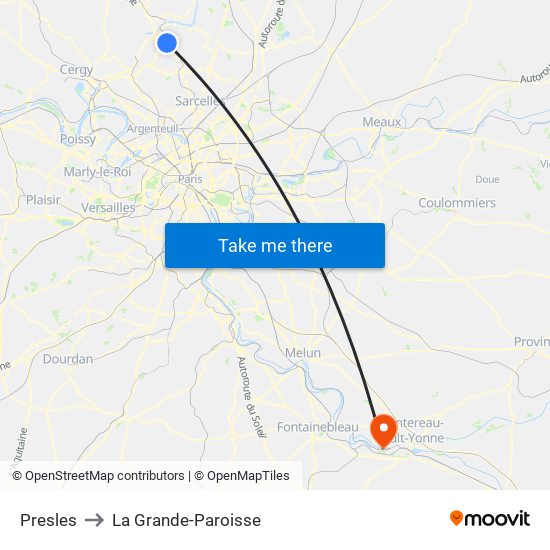 Presles to La Grande-Paroisse map