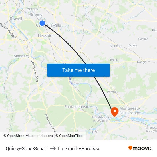 Quincy-Sous-Senart to La Grande-Paroisse map