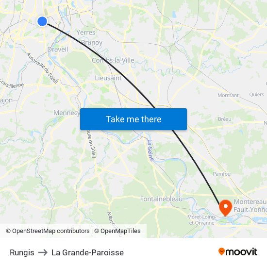 Rungis to La Grande-Paroisse map