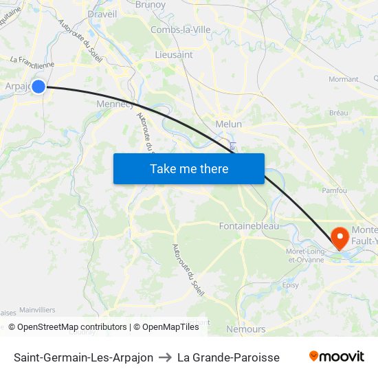 Saint-Germain-Les-Arpajon to La Grande-Paroisse map