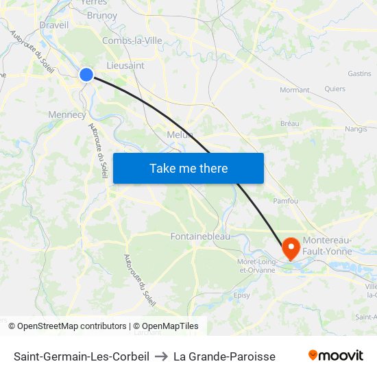 Saint-Germain-Les-Corbeil to La Grande-Paroisse map