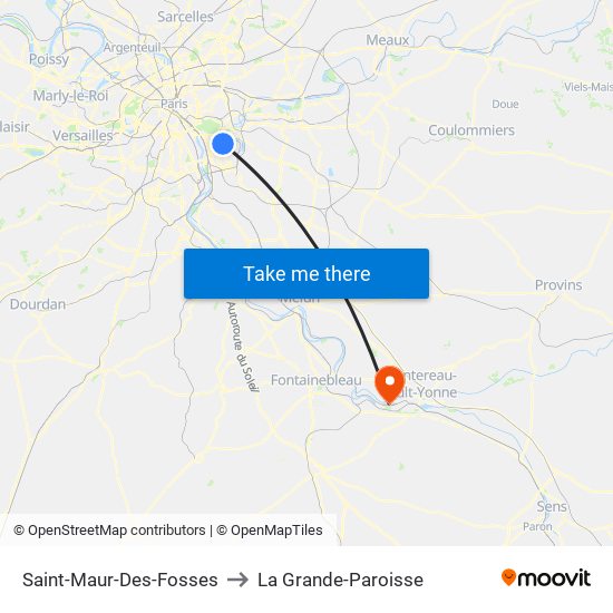 Saint-Maur-Des-Fosses to La Grande-Paroisse map