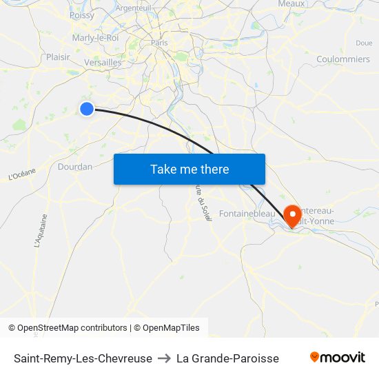 Saint-Remy-Les-Chevreuse to La Grande-Paroisse map