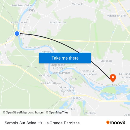 Samois-Sur-Seine to La Grande-Paroisse map