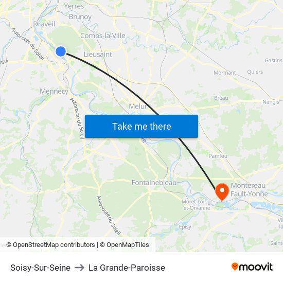 Soisy-Sur-Seine to La Grande-Paroisse map