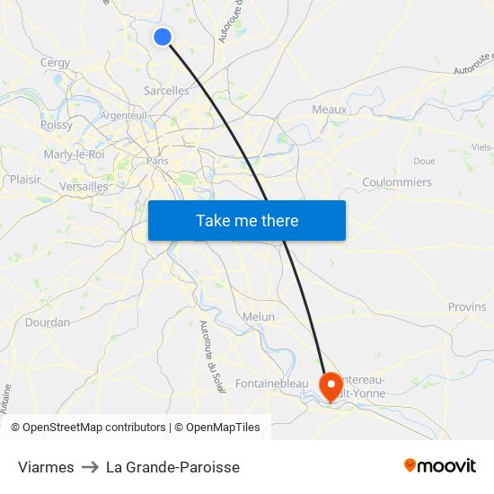 Viarmes to La Grande-Paroisse map