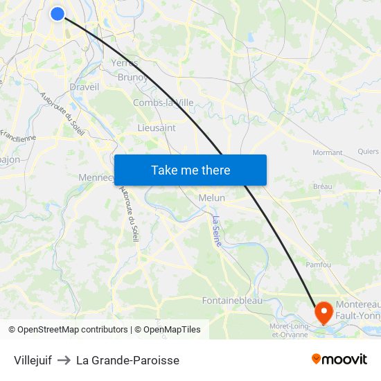 Villejuif to La Grande-Paroisse map