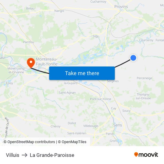 Villuis to La Grande-Paroisse map