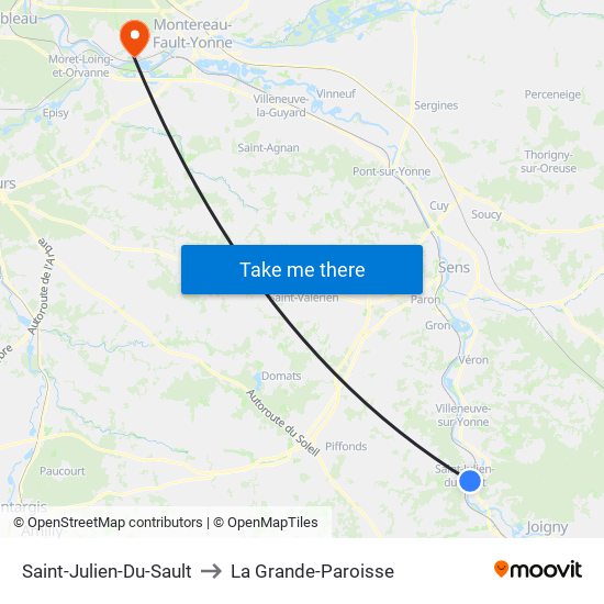 Saint-Julien-Du-Sault to La Grande-Paroisse map