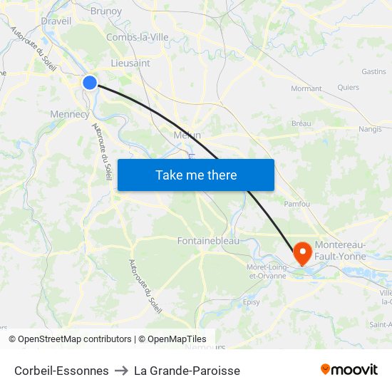 Corbeil-Essonnes to La Grande-Paroisse map
