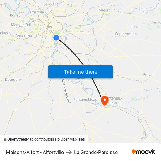 Maisons-Alfort - Alfortville to La Grande-Paroisse map