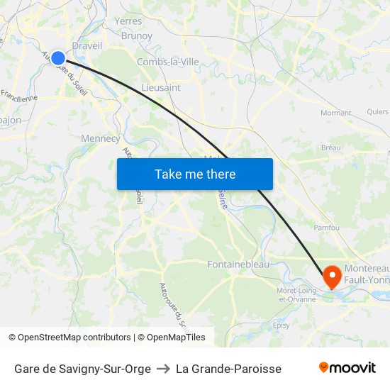 Gare de Savigny-Sur-Orge to La Grande-Paroisse map