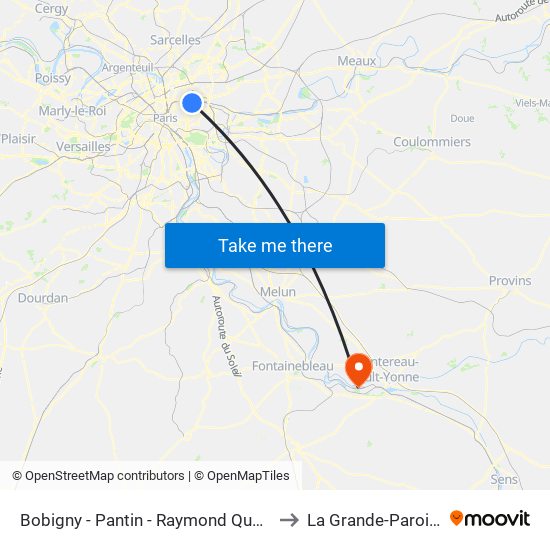 Bobigny - Pantin - Raymond Queneau to La Grande-Paroisse map