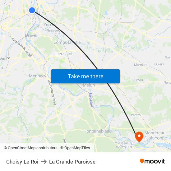 Choisy-Le-Roi to La Grande-Paroisse map