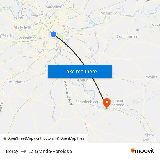 Bercy to La Grande-Paroisse map