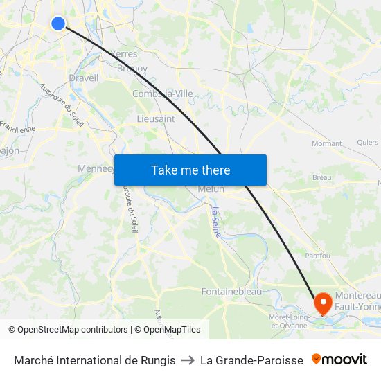 Marché International de Rungis to La Grande-Paroisse map