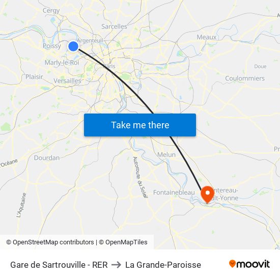 Gare de Sartrouville - RER to La Grande-Paroisse map