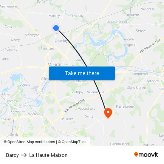 Barcy to La Haute-Maison map