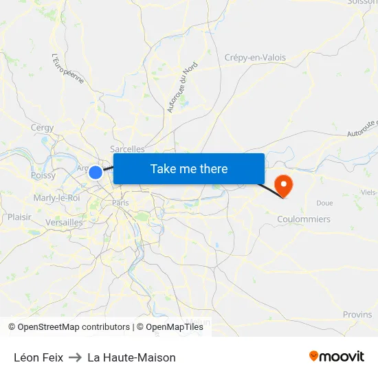 Léon Feix to La Haute-Maison map
